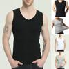 Мужской летний жилет для фитнеса, однотонный, бесшовный, с V-образным вырезом, без рукавов, эластичный, мягкий, дышащий, быстросохнущий, повседневный, мужской
