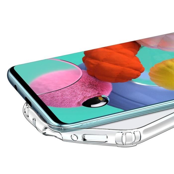 Protective Case and Tempered Glass - Toproduits® - Samsung A51 - Transparent - Flexible - Curved Black Edges