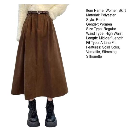 Женская юбка с высокой талией, А-силуэта, с большим подолом, миди, однотонная, осенне-зимняя, драпированная, для повседневной носки
