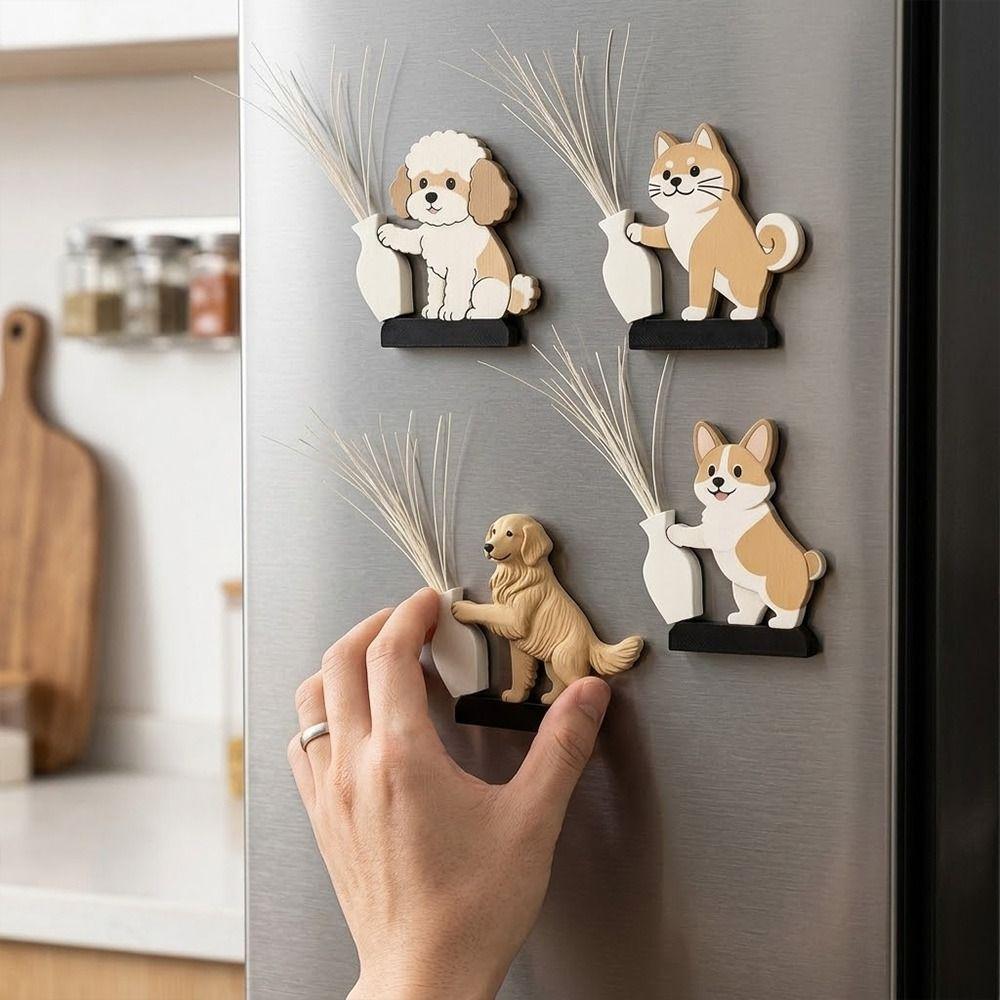 Push Bottle Refrigerator Magnet Puppy Whiskers Collection Souvenir Box Refrigerator Magnet