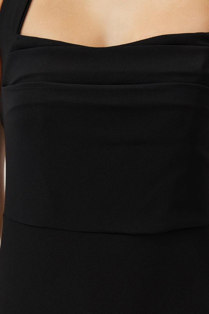 Women's Fashion New Evening Dress & Graduation Dress Black Fitted Woven Lace Collar Long Evening Evening Dress