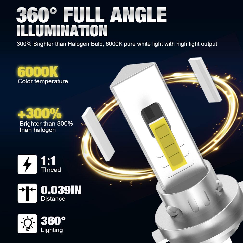 2 шт. 3-сторонние 20000LM H7 светодиодные автомобильные противотуманные фары Canbus мотоциклетные светодиодные фары для беспроводных CSP авто мини H7 мото фары авто противотуманные фары 6000K