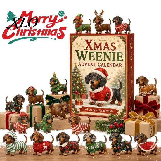 Travel Companion Toys 3D Dachshund Advent Calendar with 24 Unique Mini Dog Figures, Christmas Interactive Games for Friends Countdown Toy Set
