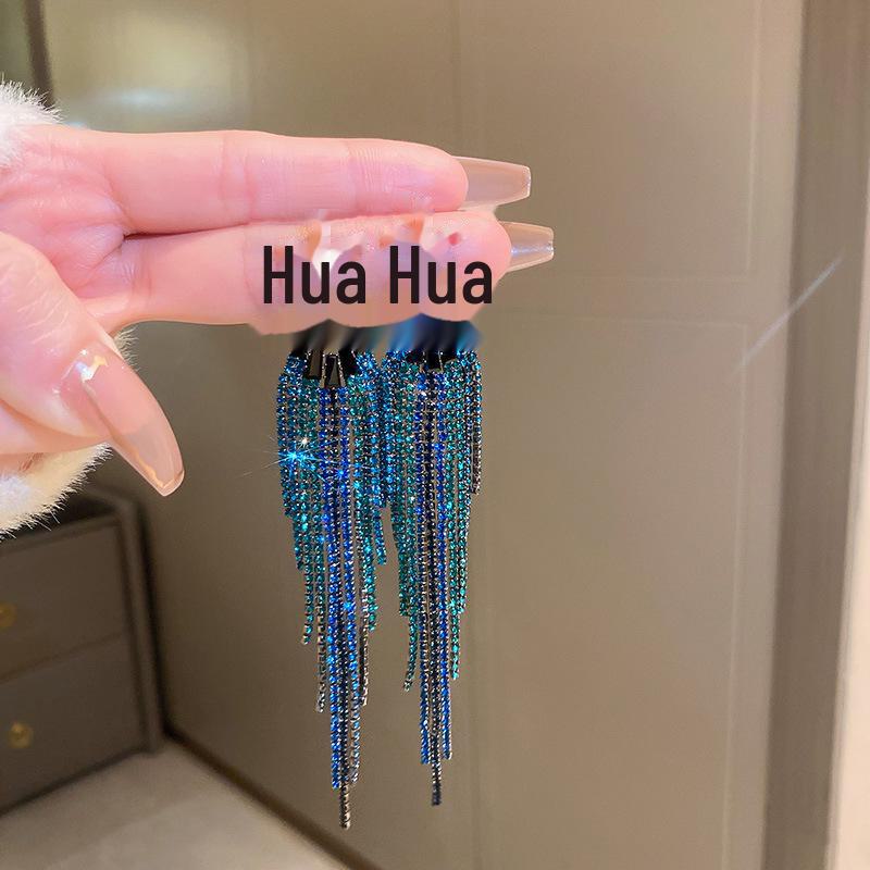 «Серьги-кисточки с серебряными иглами и бриллиантами — геометрический дизайн, преувеличенное заявление для женщин»