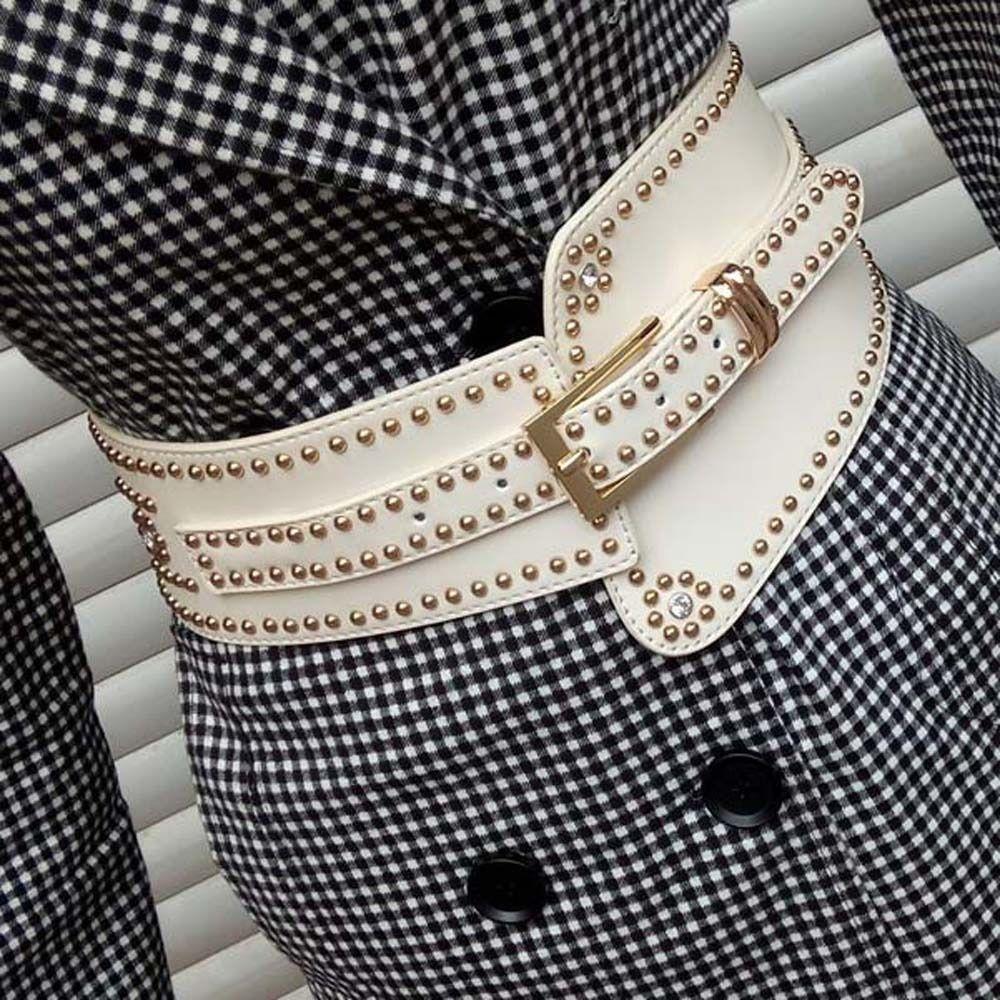 Personalized Design Rivet Wide Waistbands Adjustable Irregular Leather Belt  Skirt Accessories