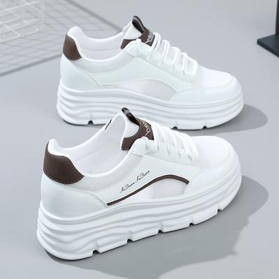 W3601 Новые белые туфли на скрытом каблуке, женские сетчатые туфли 7 см, летние, дышащие, сетчатые, на платформе, для спорта в свободное время