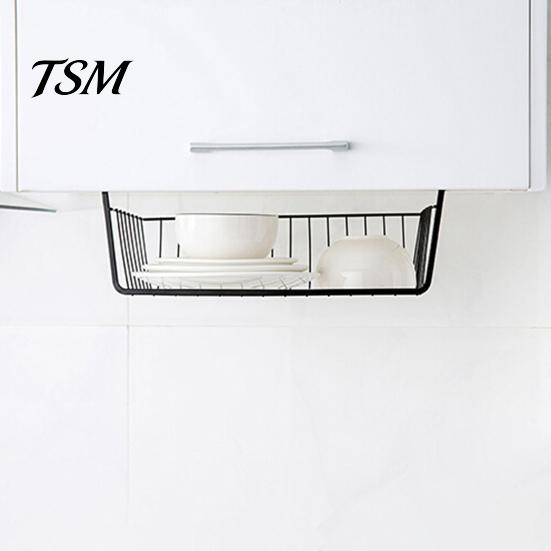 Durable Hanging Basket Strong Load-bearing Large Capacity Simple Under-table Storage Installation Under-Cabinet Shelf Organizer Slide-in Versatile