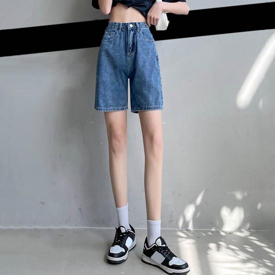 Джинсы длиной прямой, с высокой талией, застежкой-молнией и пуговицами, карманы в стиле ретро, ​​сплошной цвет, свободные женские туфли