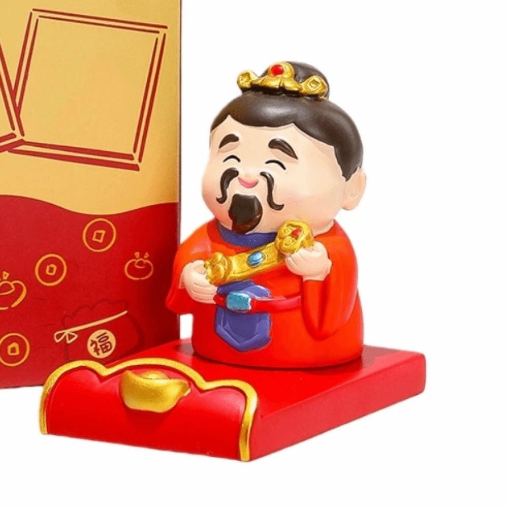 Фестивальная декоративная статуэтка китайского бога богатства, смола, подставка для мобильного телефона, подарок на Новый год