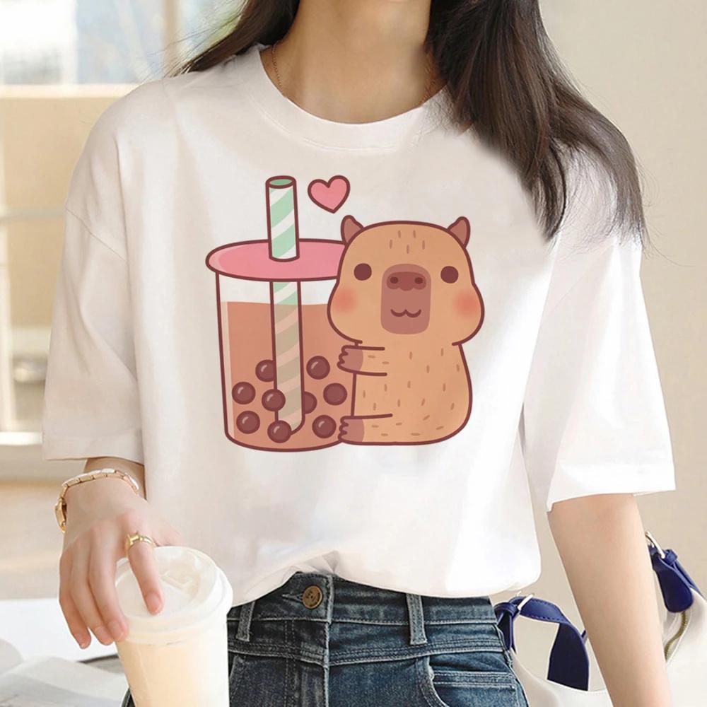 Cute Capybara Clothing T-Shirt Unisex Vintage Cartoon T Shirt FeUnisex Casual Anime Top Tees T Shirt Unisexga Unisex Graphic Tee Tops
