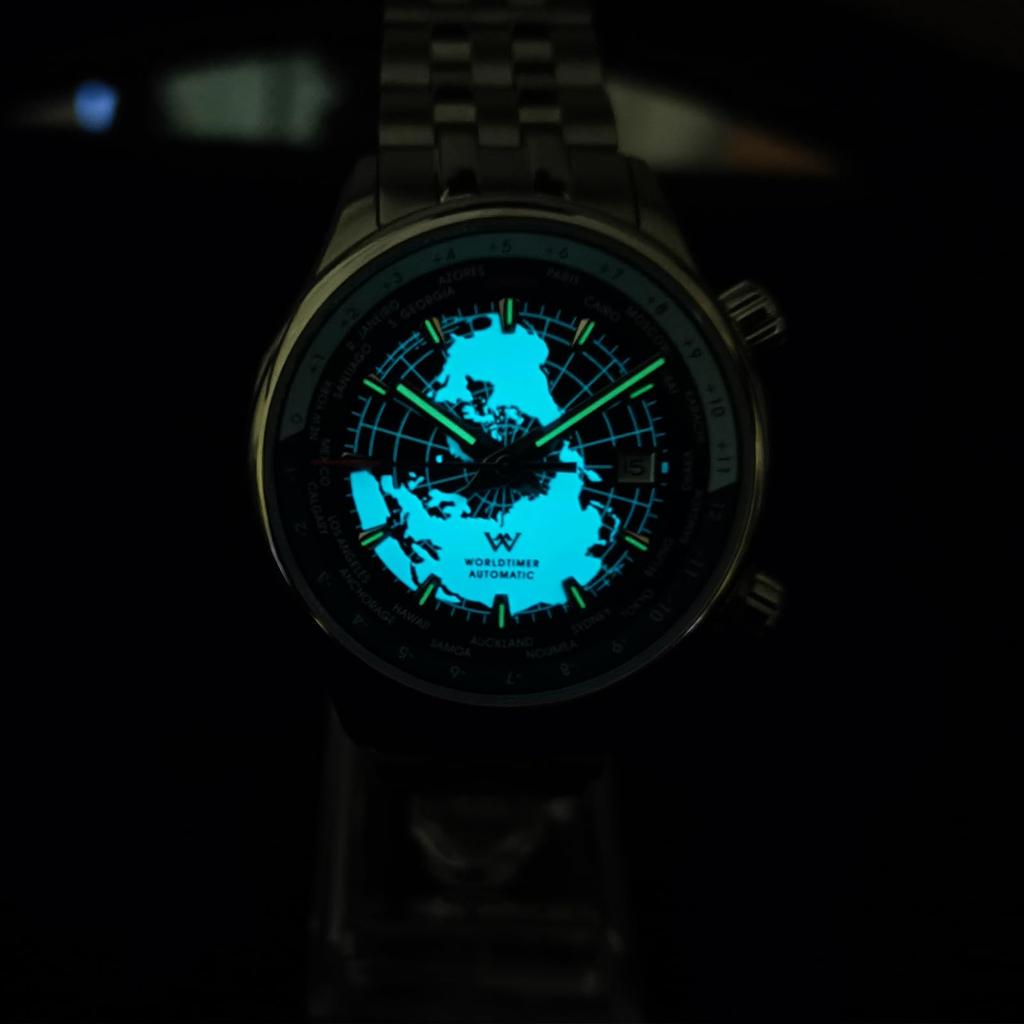 Мужские часы с функцией мирового времени, водонепроницаемость 100 м, простые, стильные, популярные и формальные - WM057 - серебристо-синие