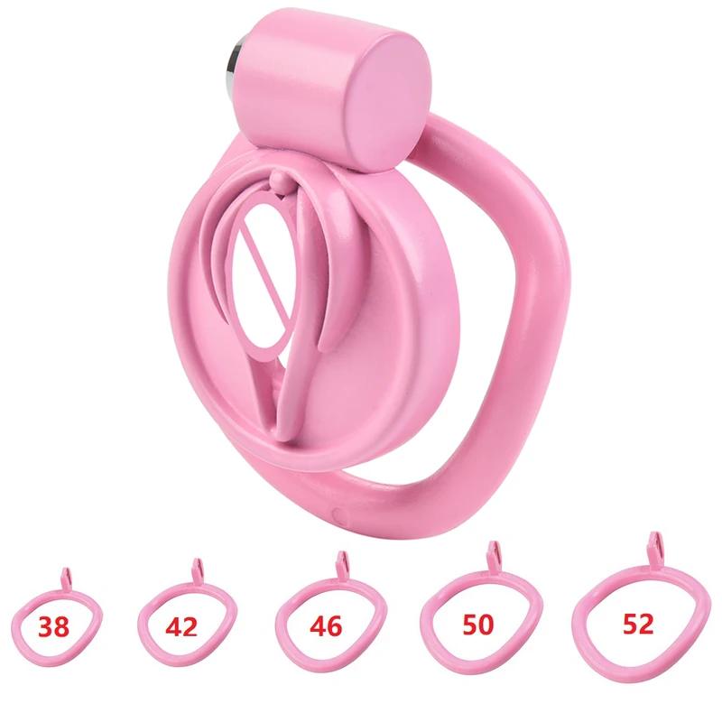 Розовый мужской пенис, клетка верности, набор, клетка верности для птиц, пояс с кольцами 5 размеров, кольцо для воздержания, замок, бондаж, секс-игрушка для раба
