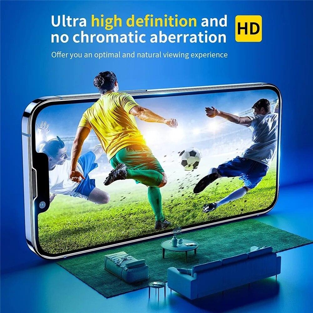4 шт. закаленное стекло для IPhone 15 14 13 12 11 Pro Max Защитная пленка для экрана для IPhone 12Mini 13Mini 7 8 14 Plus SE X XS XR Стекло