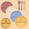Silicone Round Divided Plate for Children - 2-Piece Food-Grade Set