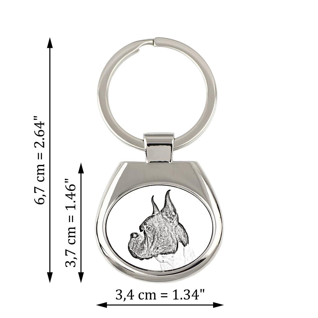 Boxer, German Boxer I - Keychain with a Dog, Keychain with a Print, Personalized Pendant from the Art-Dog Brand