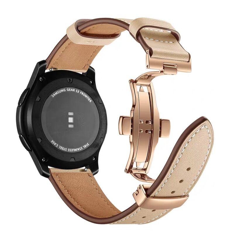 20mm 22mm Leather Band For Samsung Galaxy watch 7 4 6 Classic/5 pro/Active 2/3/42mm/46mm 44mm bracelet Huawei GT/2/4/3 Pro strap