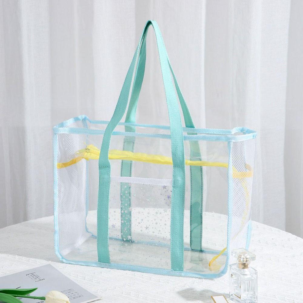 Large Capacity Pvc Transparent Handbag Cosmetic Bag Beach Tote Bag  Streetwear
