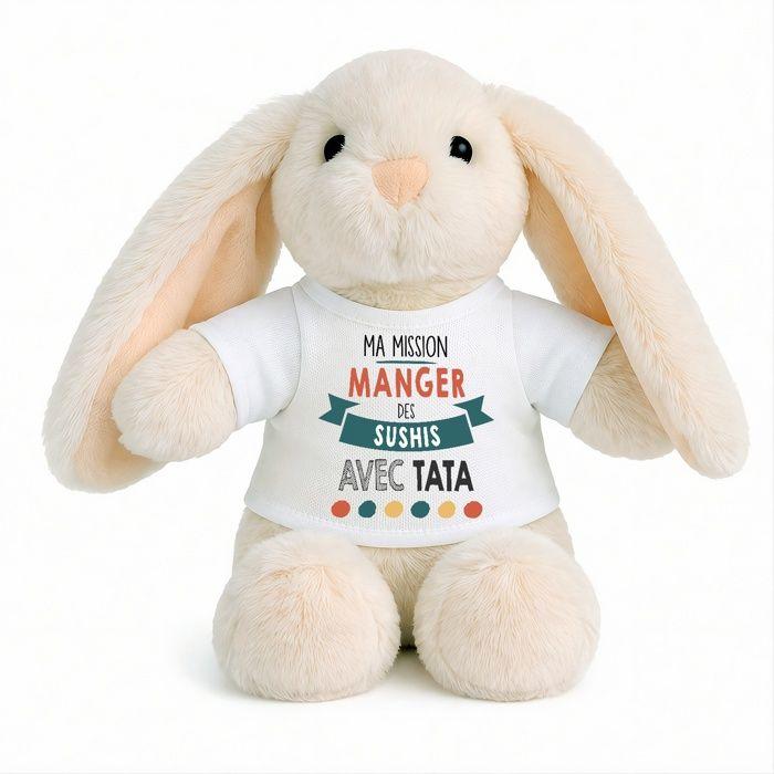 Planetee Peluche Lapin Bébé Doudou Ma Mission Sushi Avec Tata cadeau naissance nouveau né fille garçon baby shower