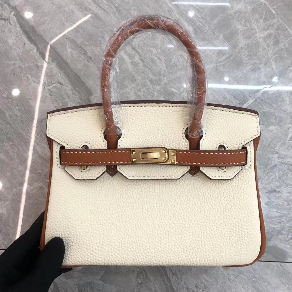 Сумка на плечо из коровьей кожи Colorblock Platinum Lychee Grain 2024 года — повседневная сумка для поездок на работу