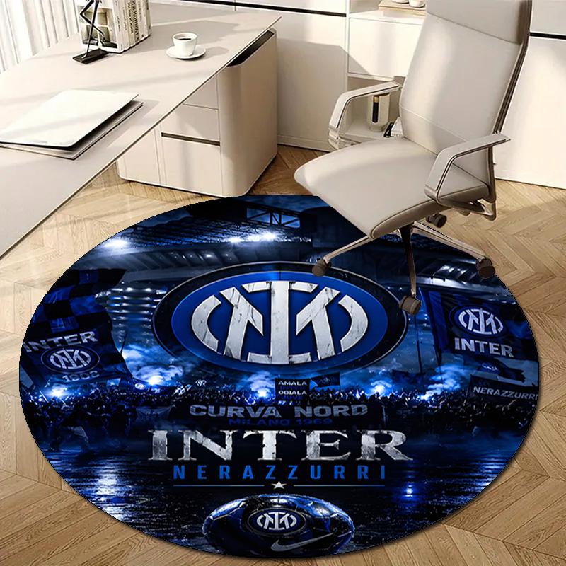 1pc I-Internazionale Milano Print Round Carpet Chair Round Carpet Suitable for Bedroom Living Room Home Decorative Carpet