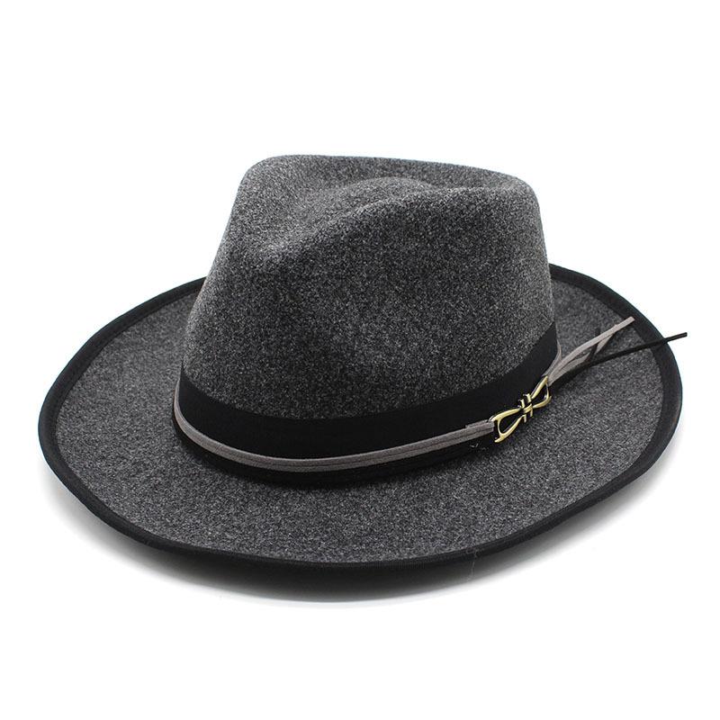 Wool Felt Jazz Hat Men'S Vintage British Wool Gift Hat Hemmed Felt Hat