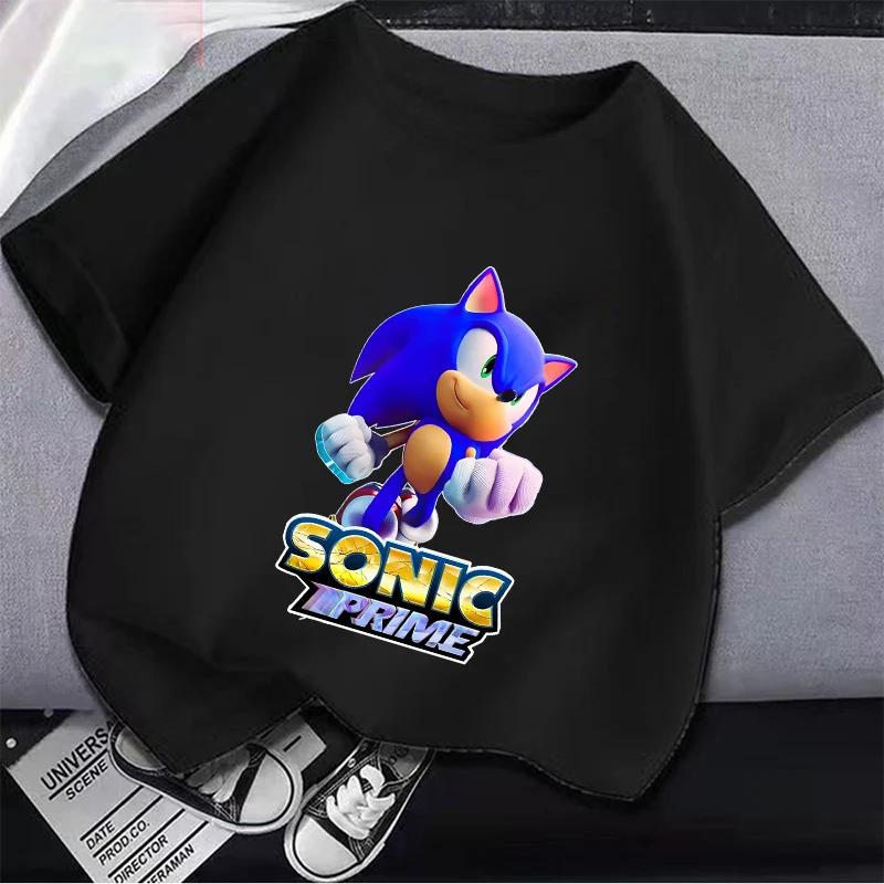 Sonics Baby Cotton T Shirt Hedgehog Boys Girls T-Shirts Cartoon Anime Toddler Tees Tops Summer Kids Clothes Birthday Gift