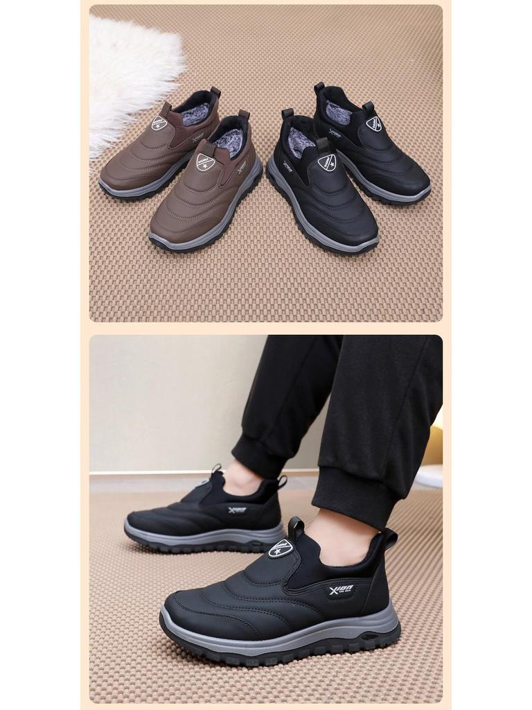 Мужские зимние повседневные туфли из бархата «Старый Пекин» на нескользящей подошве с подкладкой для пожилых