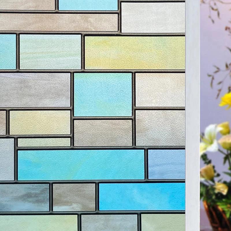 2/3 м Цветочная оконная пленка Виниловая непрозрачная стеклянная пленка Защита конфиденциальности Стеклянные 3D-наклейки Витражные стеклянные пленки Украшение дома