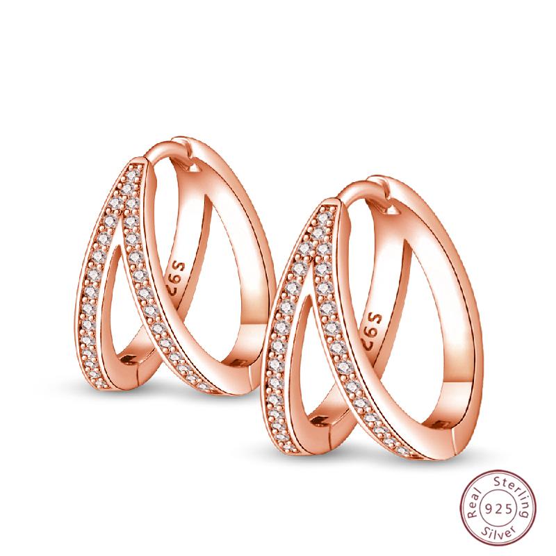 Серьги-кольца из серебра 925 пробы, минималистичные, золотые, круглые, модные, с застежкой-пряжкой с цирконием, свадебные украшения, подарок для женщин