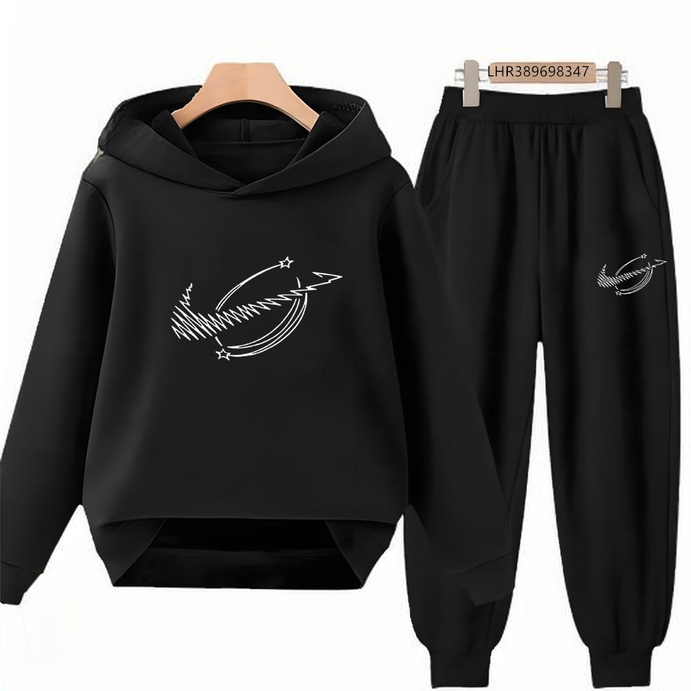 Kids Autumn Hoodie Sports Pullover 3-12Years Coat Sweatshirt+Trousers Black Boy Girl Red Birthday Gift Clothes Leisure Set
