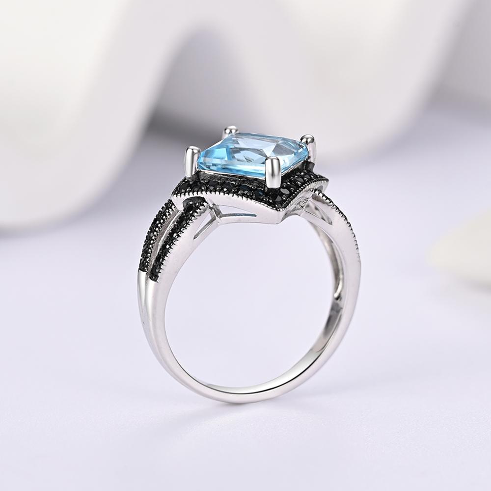 Комплект из серебра 925 пробы: кольцо, серьги, подвеска, ожерелье с натуральным небесно-голубым топазом, набор изящных ювелирных изделий для женщин для повседневной носки и вечеринок