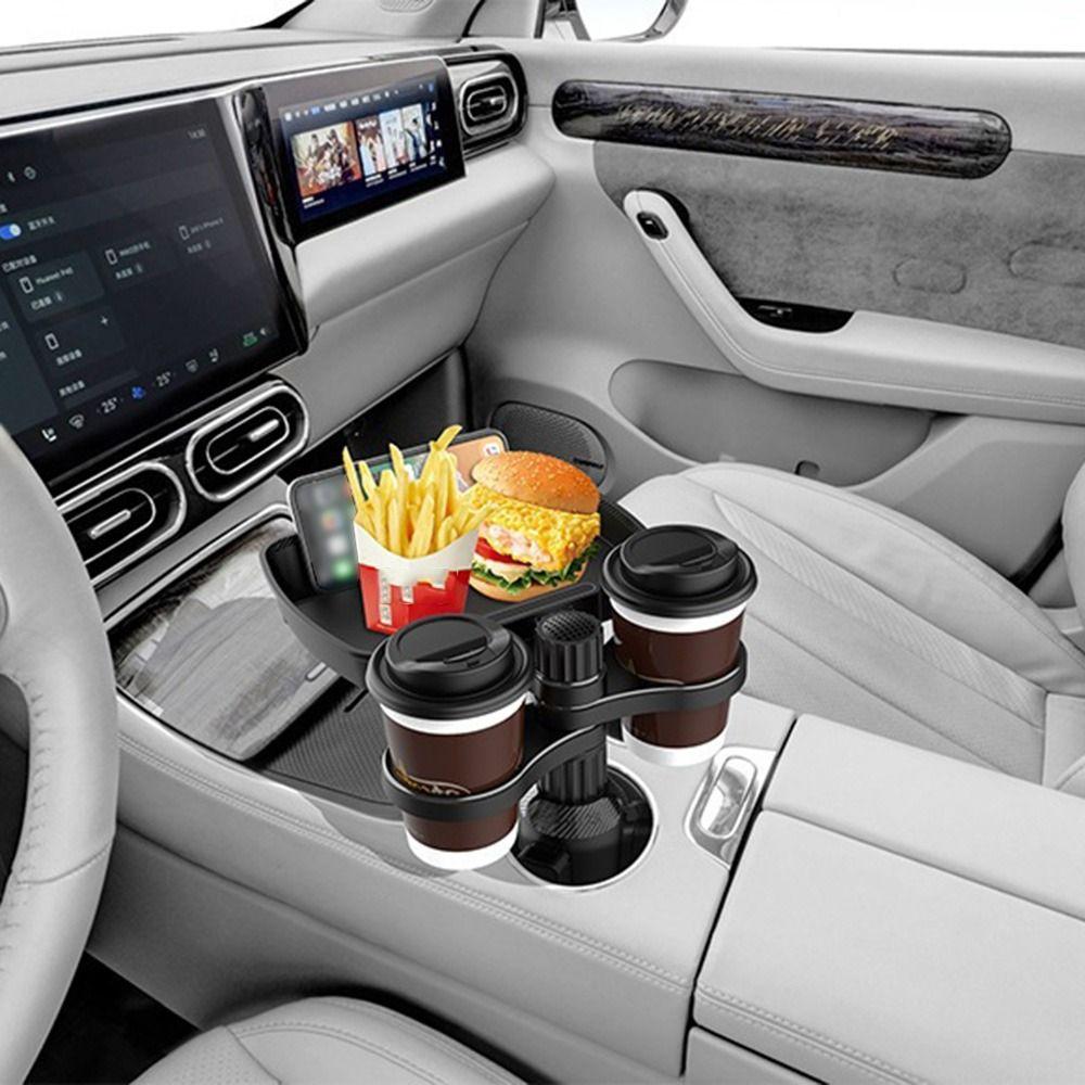 360° Rotation Cup Holder Food Trays Detachable Design Car Food Storage Rack Snack