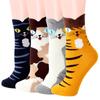 4 Pairs Women Students Funny Socks Cute Cartoon Fun Funky Cat Warm Ladies Socks New Style Cotton Socks