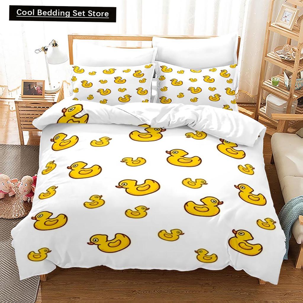 Yellow Duck Bedding Set Single Twin Full Queen King Size Little Duck Bed Set Aldult Kid Bedroom Duvetcover Sets 3D Print 015