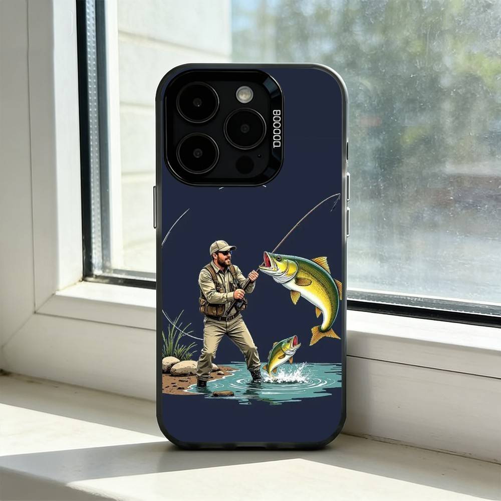 Чехол для телефона с изображением карпа и удочки R-Rod для iPhone 17,16,15,14,13,12,11 Plus,Pro Max,XS,Цветной серебристый внутренний чехол