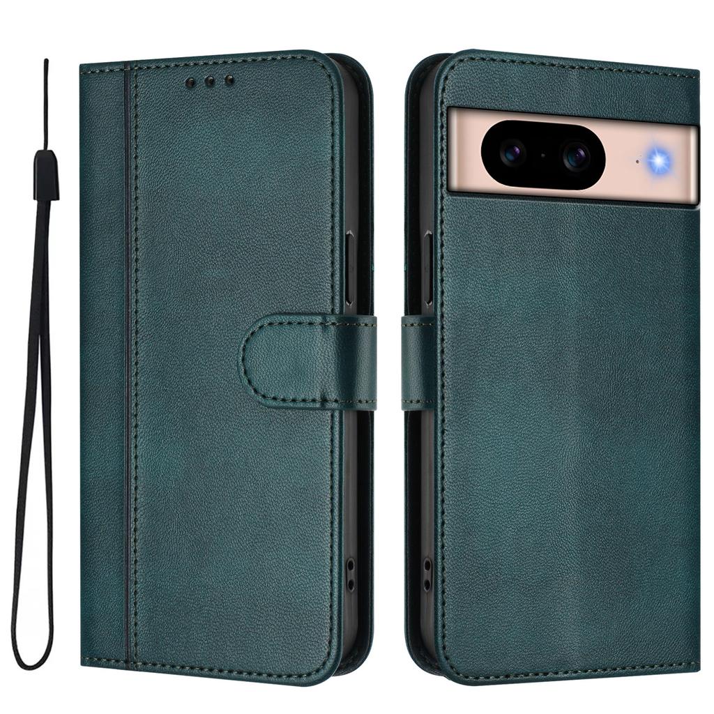 For Google Pixel 8a Cases Wallet Stand Retro Texture Leather Phone Cover with Lanyard