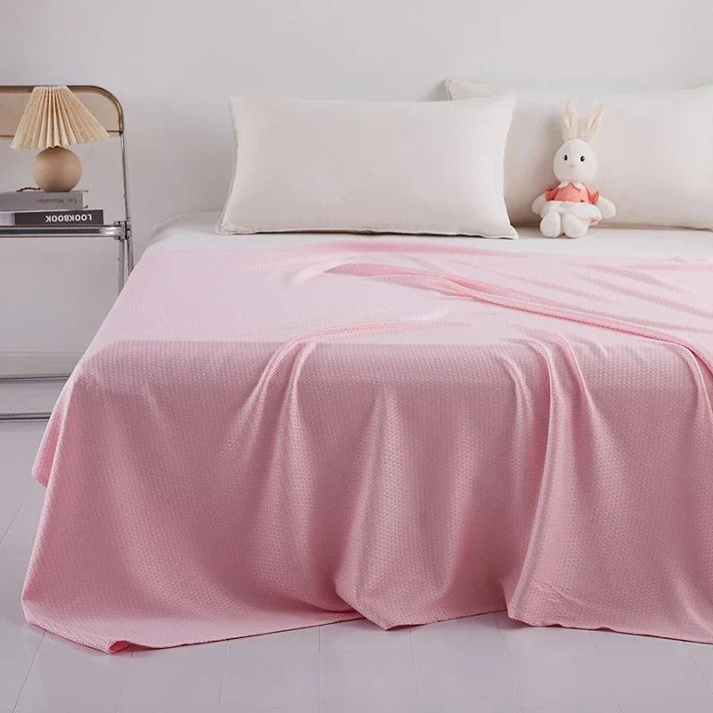 100% Bamboo Fiber Summer Blanket Pure Natural Plant Cooling Quilt Thin Air Condition Comforter Diamond Grid Lightweight Duvet