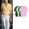 Fall New Women's Clothing French Breasted Decoration Short-Sleeved Knitting Polo Shirt Collar Casual Tops 2142019