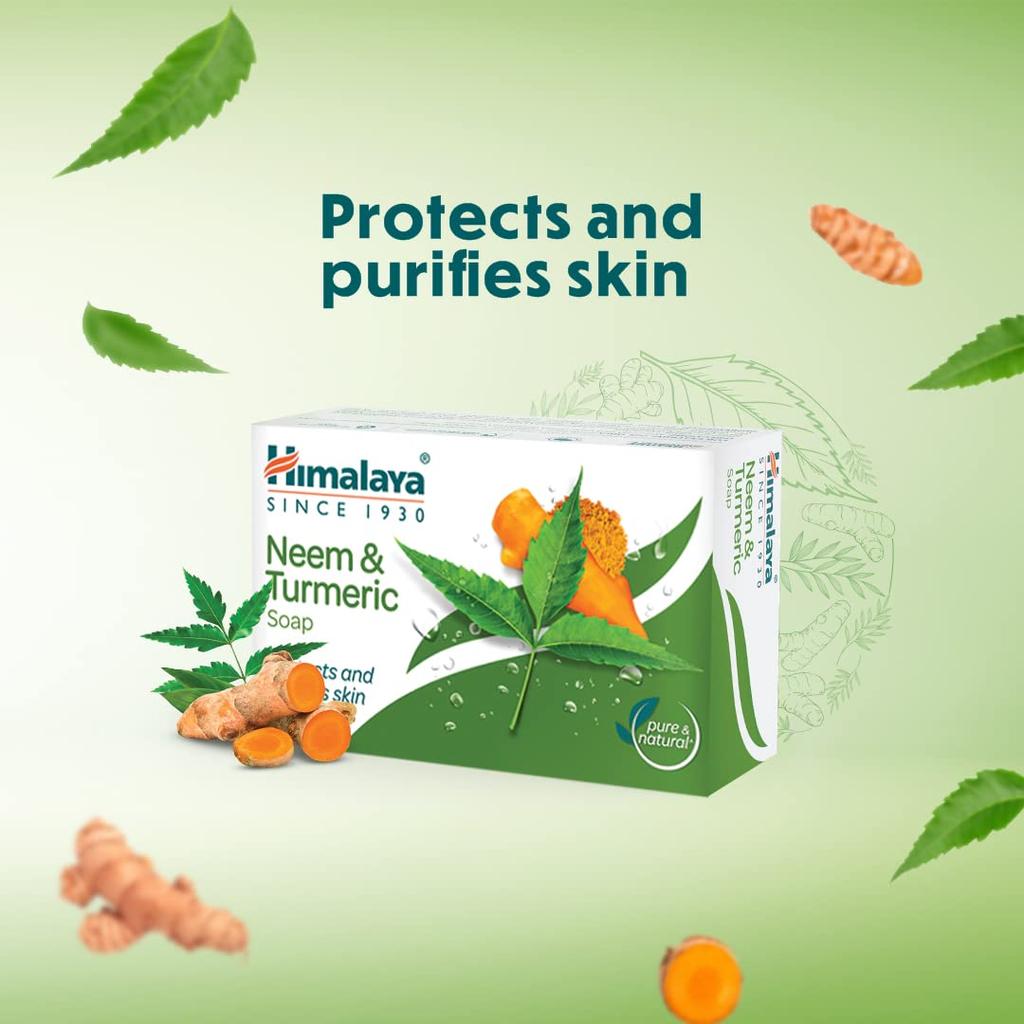 Himalaya Neem & Turmeric Soap 75g X 4 Bars | Antibacterial Skincare Bar For Clear, Healthy, Acne-Prone Skin