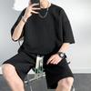 Летний мужской костюм: футболка с коротким рукавом и шорты. Модный свободный повседневный комплект. Большие размеры.