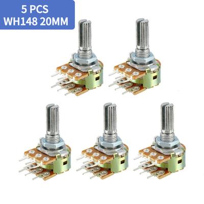 5 шт., 20 мм, 6 контактов, конические поворотные потенциометры, углеродные пленочные резисторы WH148, 1 К/2 К/5 К/10 К/20 К/50 К/100 К/250 К/500 К/1 М Ом потенциометры
