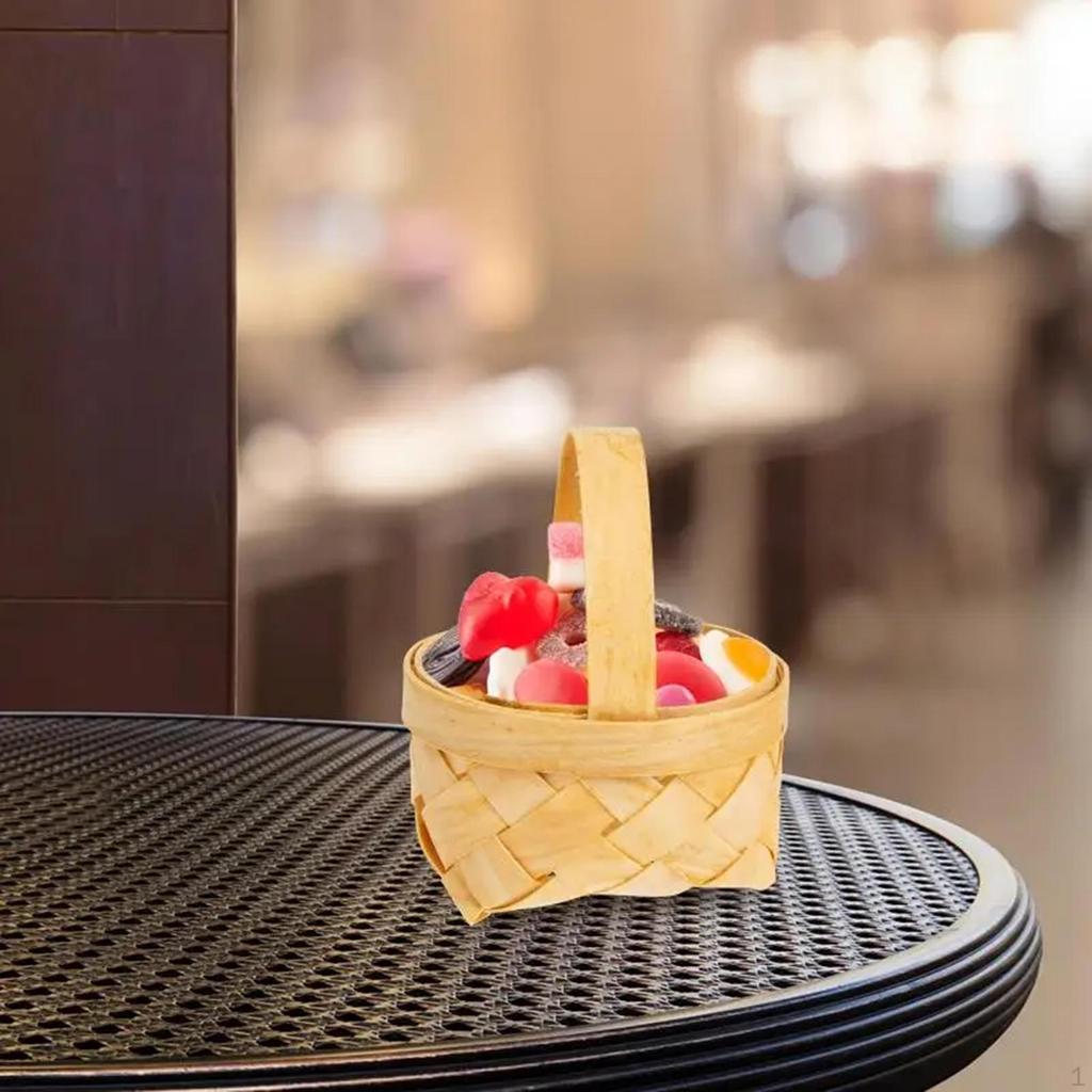 Easter Basket Bamboo Woven Decoration Hand Storage with Handle for Party