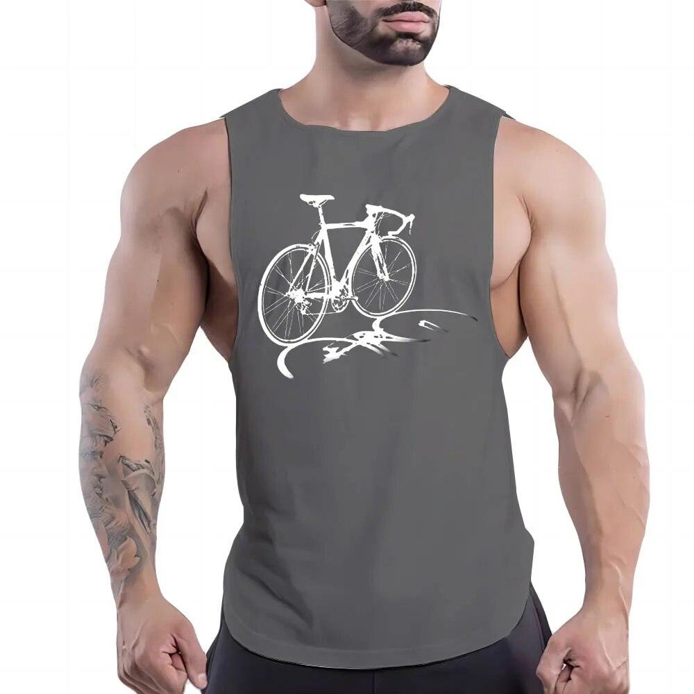 Summer Adult Men'S Casual Sports Crew-Neck Vest Creative Bike 2d Print Trend Comfortable Simple Breathable Sleeveless T-Shirt