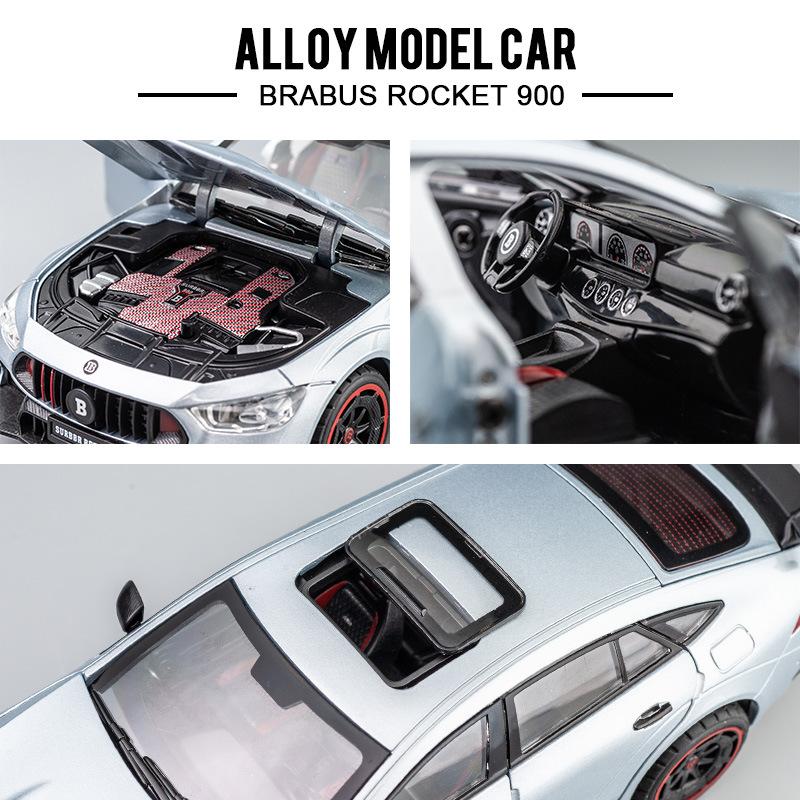 Масштаб 1/24 Brabus Rocket 900, литая под давлением модель автомобиля, игрушечный автомобиль с откатным механизмом, звуком и светом для детей, коллекция подарков для мальчиков и девочек