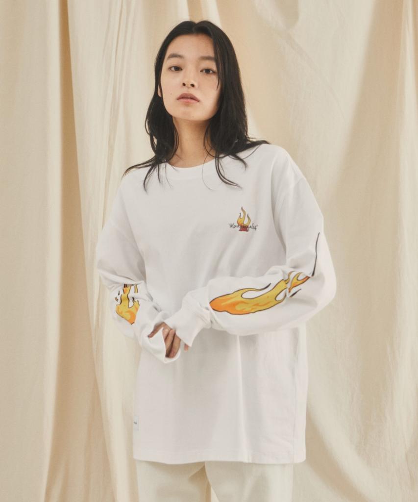 MARK GONZALES Mg Fire Multi Graphic L/S T-Shirt - White