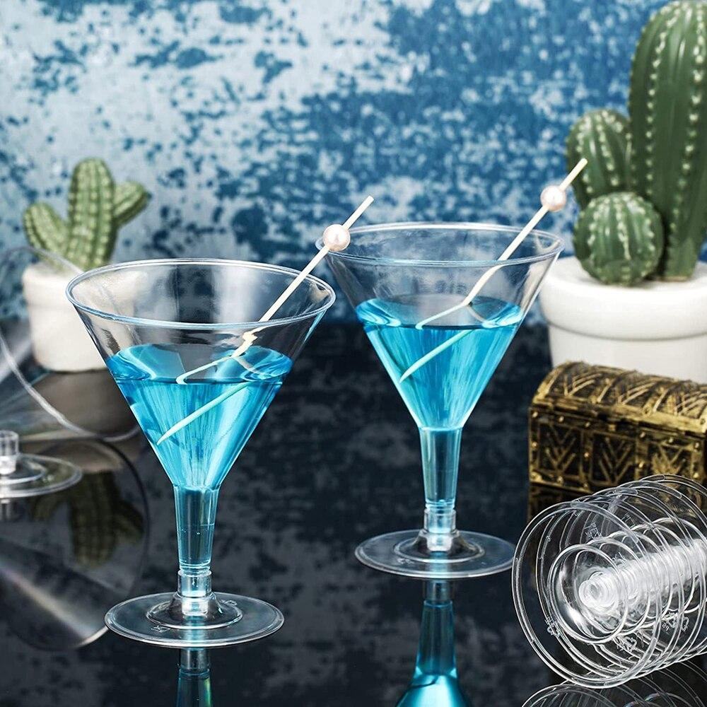 6 Disposable Wine Glasses | 200ml Premium Transparent Hard Plastic Fancy Wine Glasses