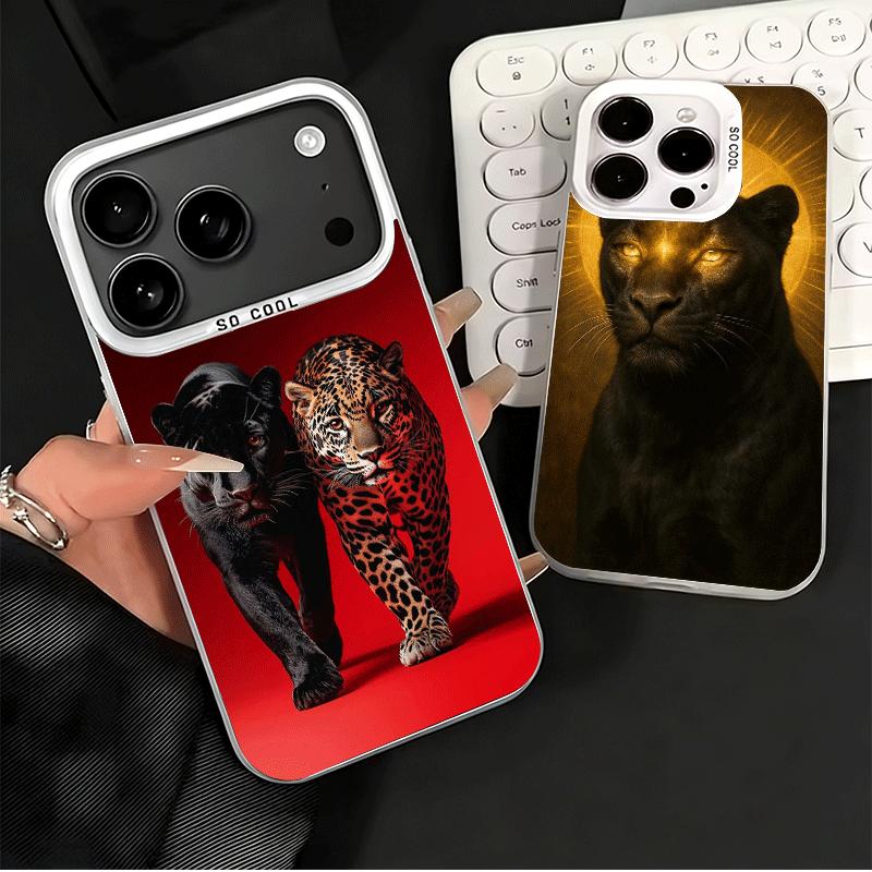 Крутой Чехол-Броневик с Черной Пантерой для iPhone 17 Air 16 16E 15 Pro Max 14 Plus 13 Mini 12 Задняя Крышка Защита от Падений Fund