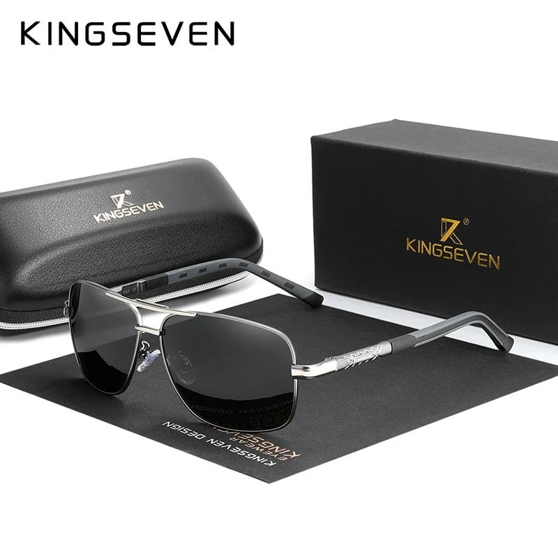 KINGSEVEN Алюминиевые Солнцезащитные Очки Мужские/Женские Поляризационные UV400 Модные Солнцезащитные Очки Классические Прямоугольные для Вождения Деловые Очки