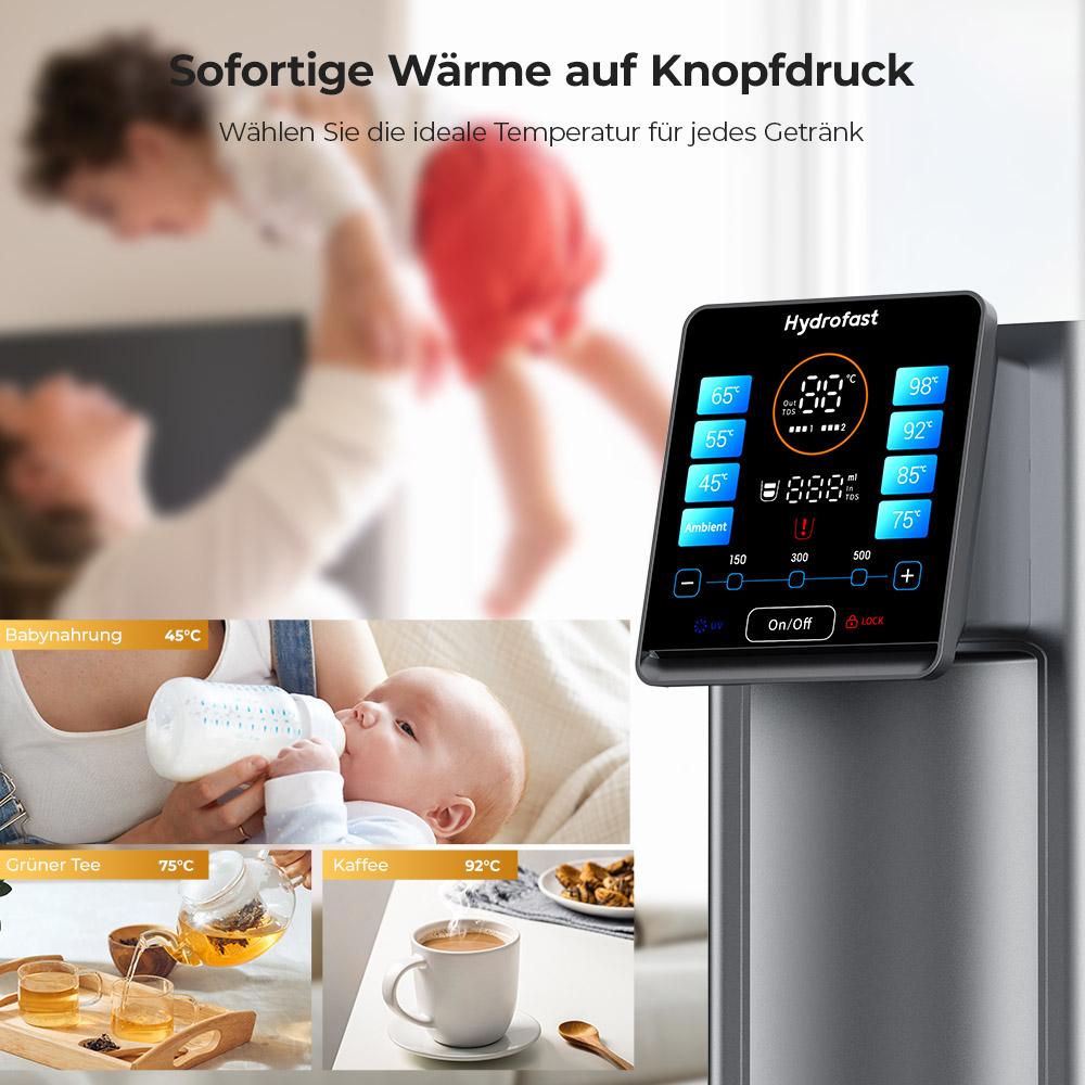 Настольный фильтр для воды Hydrofast W100, 8 температур (горячая и комнатная) – с композитным фильтрующим элементом HF03 для W100