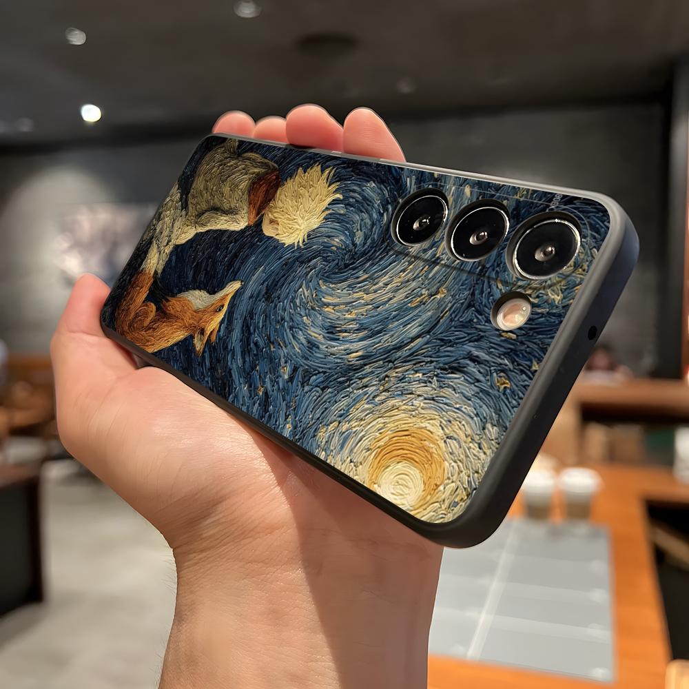 Чехол для телефона Маленький Принц и Лис для Samsung A56 A36 A26 A16 A15 A25 A35 A55 A14 A34 A24 A54 Черный Мягкий